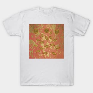 Rose Gold Pink Floral Shiny T-Shirt